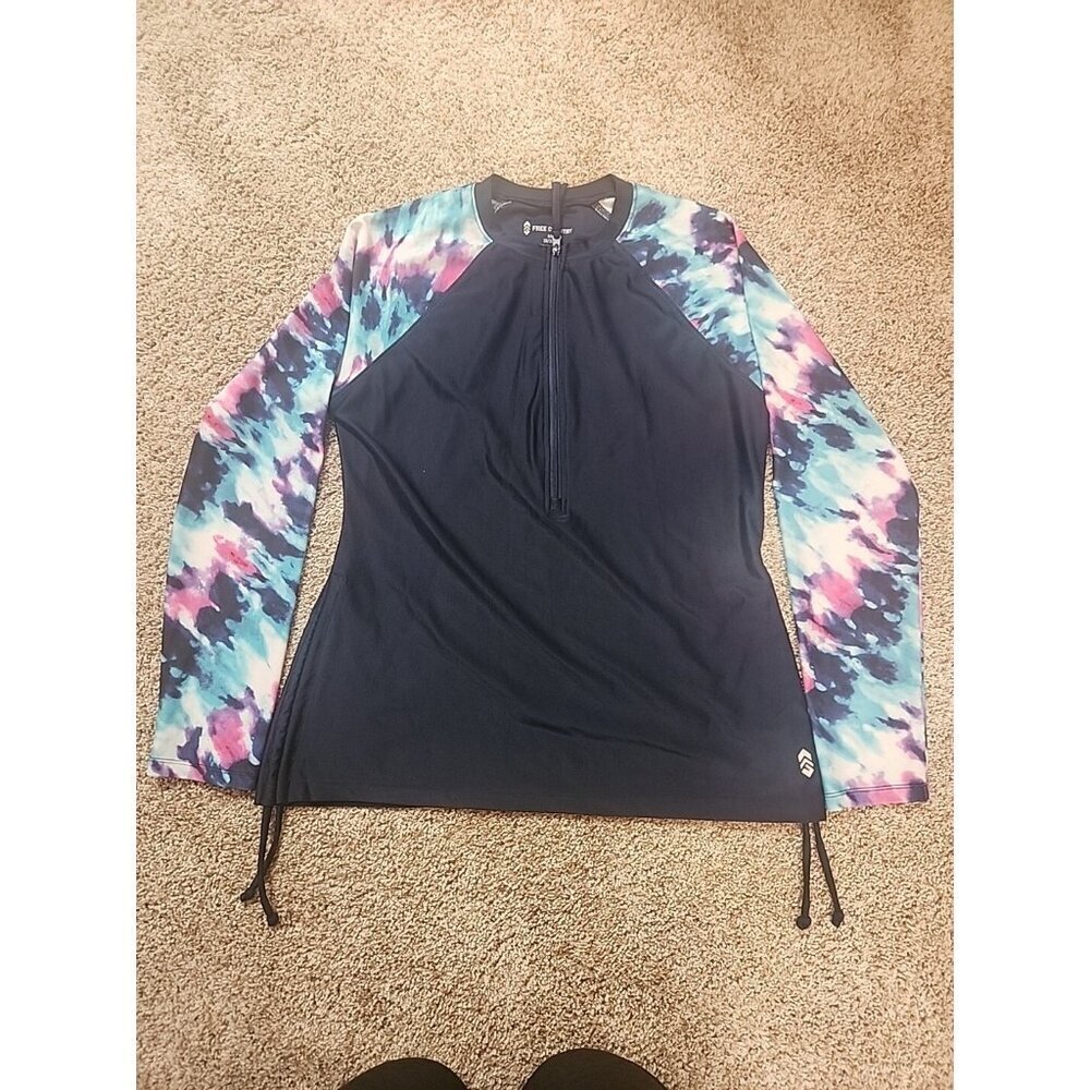 women Medium Free country drifit long sleeve 3/4 Zip Shirt